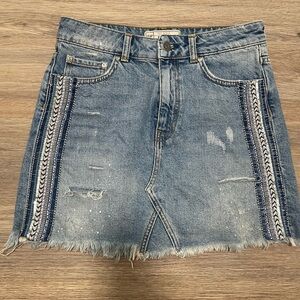 Free People Blue Silver Embellished Mini Skirt